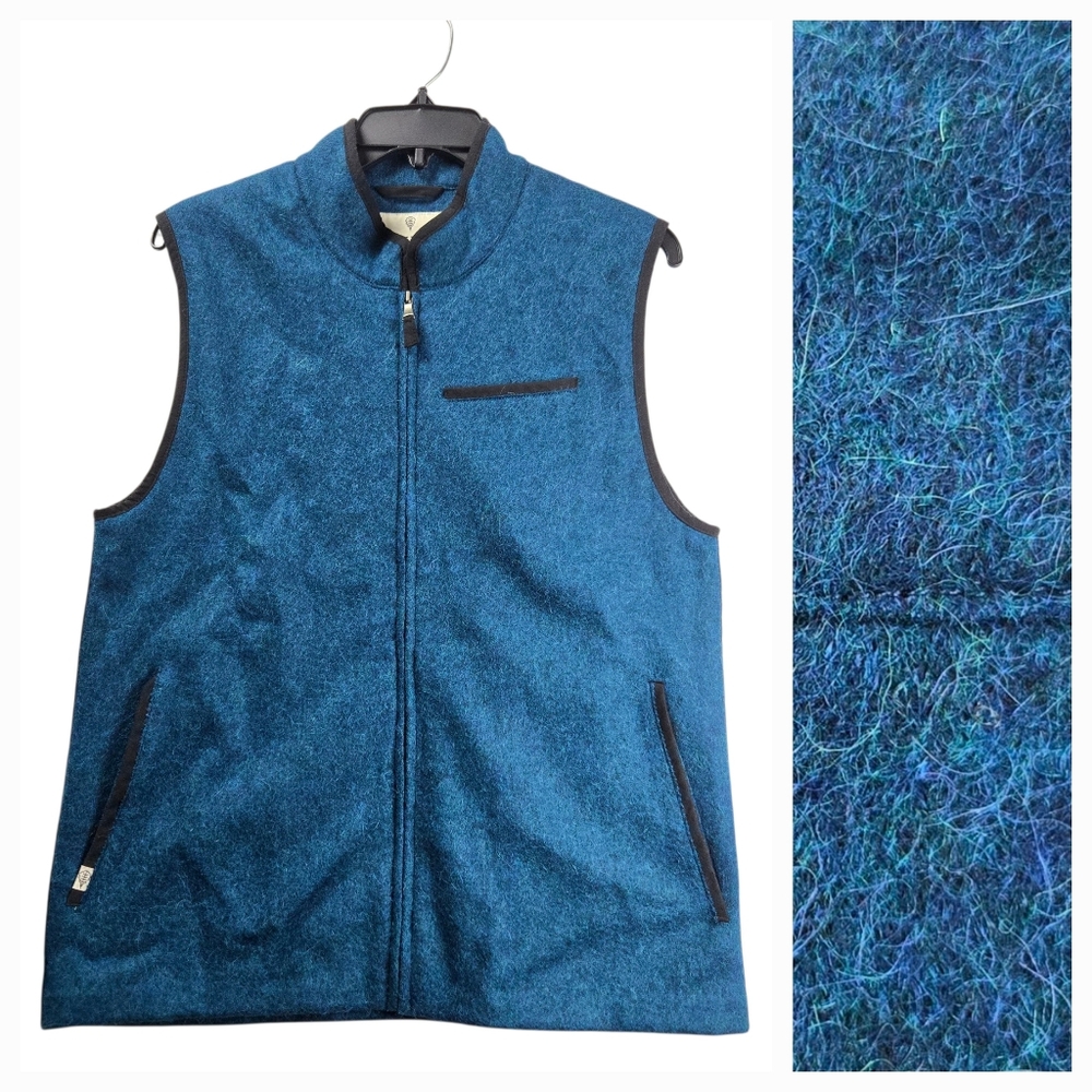 Ritter The Alpaca Fleece Rittervest Blue Full Zip Vest Merino Wool Made Peru